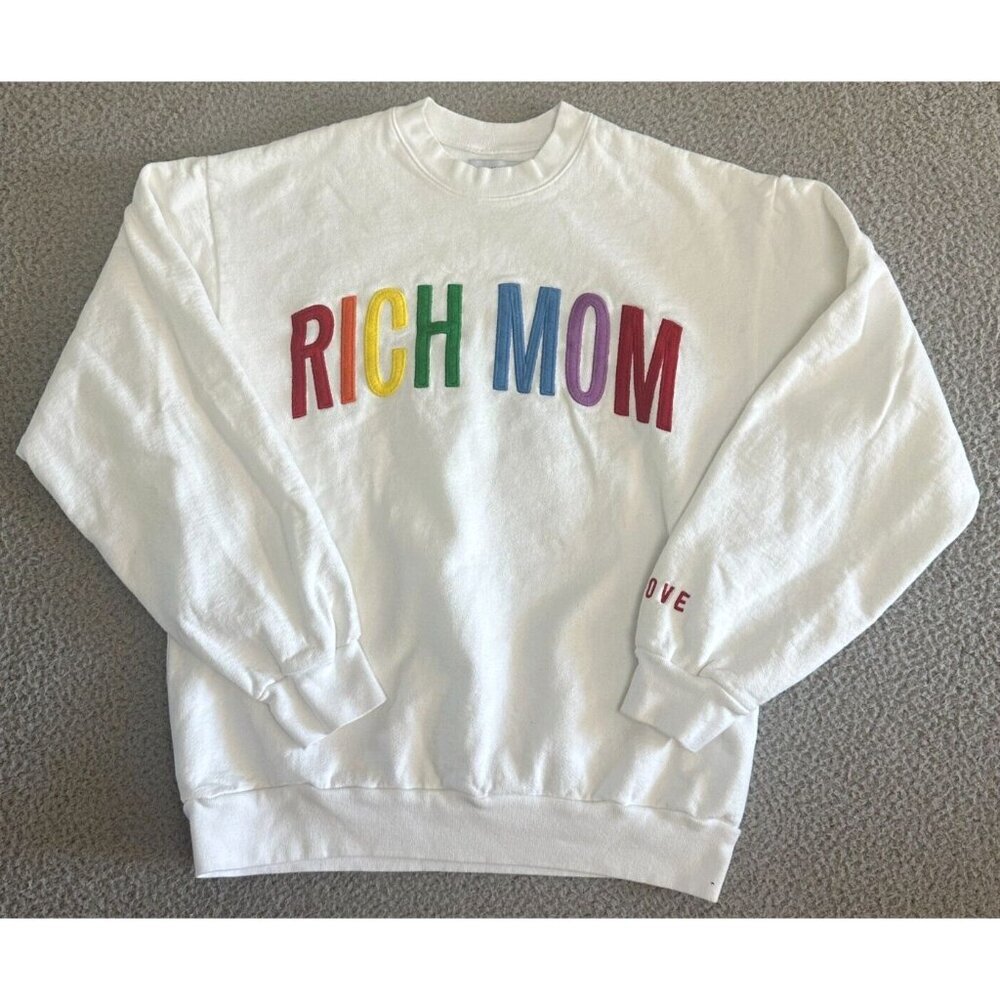 Tinx Rich Mom Sweatshirt‎ Rainbow Crewneck White Colorful